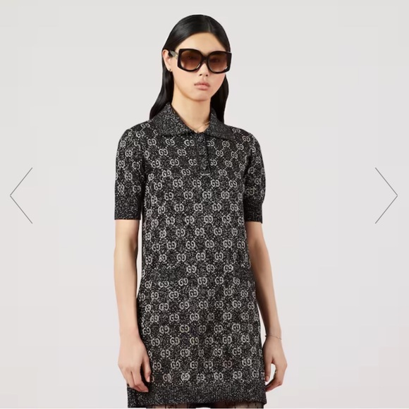 Gucci Women’s LAME GG Jacquard Polo Dress - Picture 4 of 11